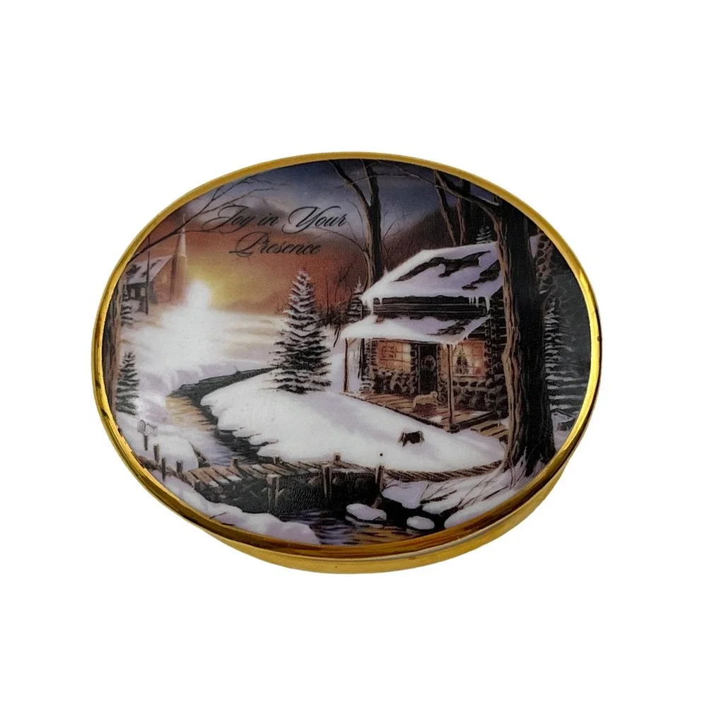 Joy in Your Presence Christmas Glow by Ron Iverson Candle Trinket Box w Lid